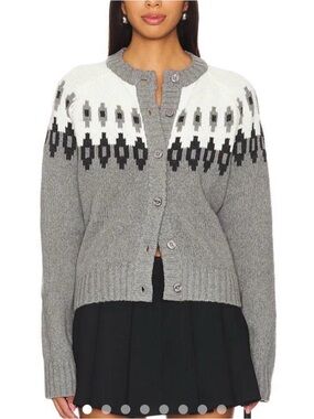 KULE Gray and Cream Colorblock Knit Sweater